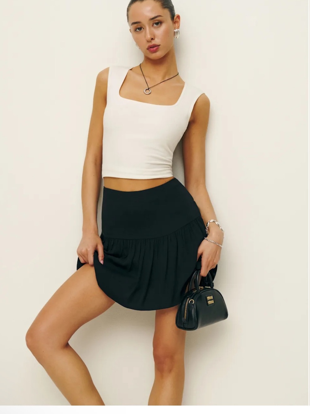 Reformation Mabel Mini Skirt - Black